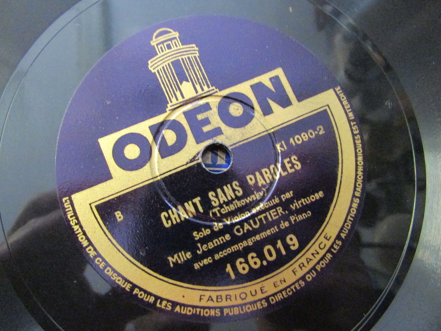 JEANNE GAUTIER, virtuose THAÏS / CHANT SANS PAROLES ODEON 166.019 78T