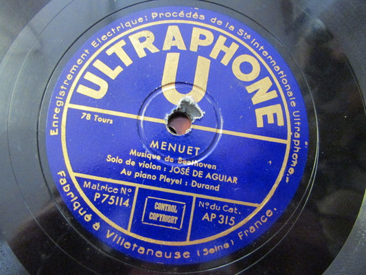 JOSE DE AGUIAR   VIOLON PIANO   ULTRAPHONE AP 315   78T