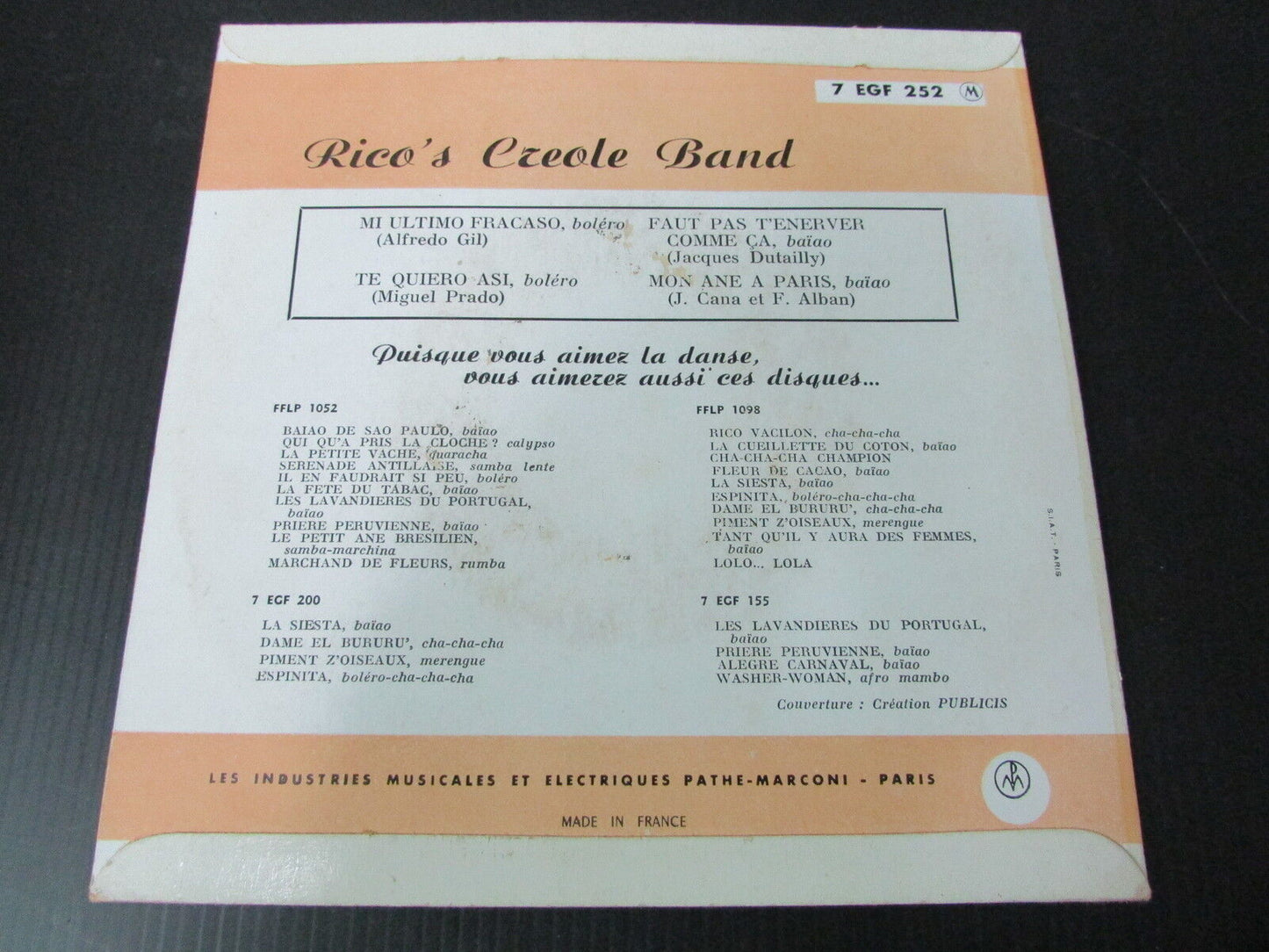 RICO'S CREOLE BAND EP 45T 7" MI ULTIMO FRACASO FRANCE