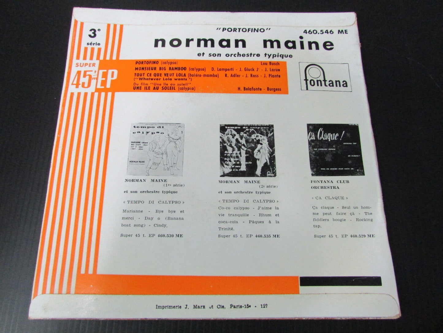 NORMAN MAINE   PORTOFINO   EP 45T 7"   FONTANA   FRANCE