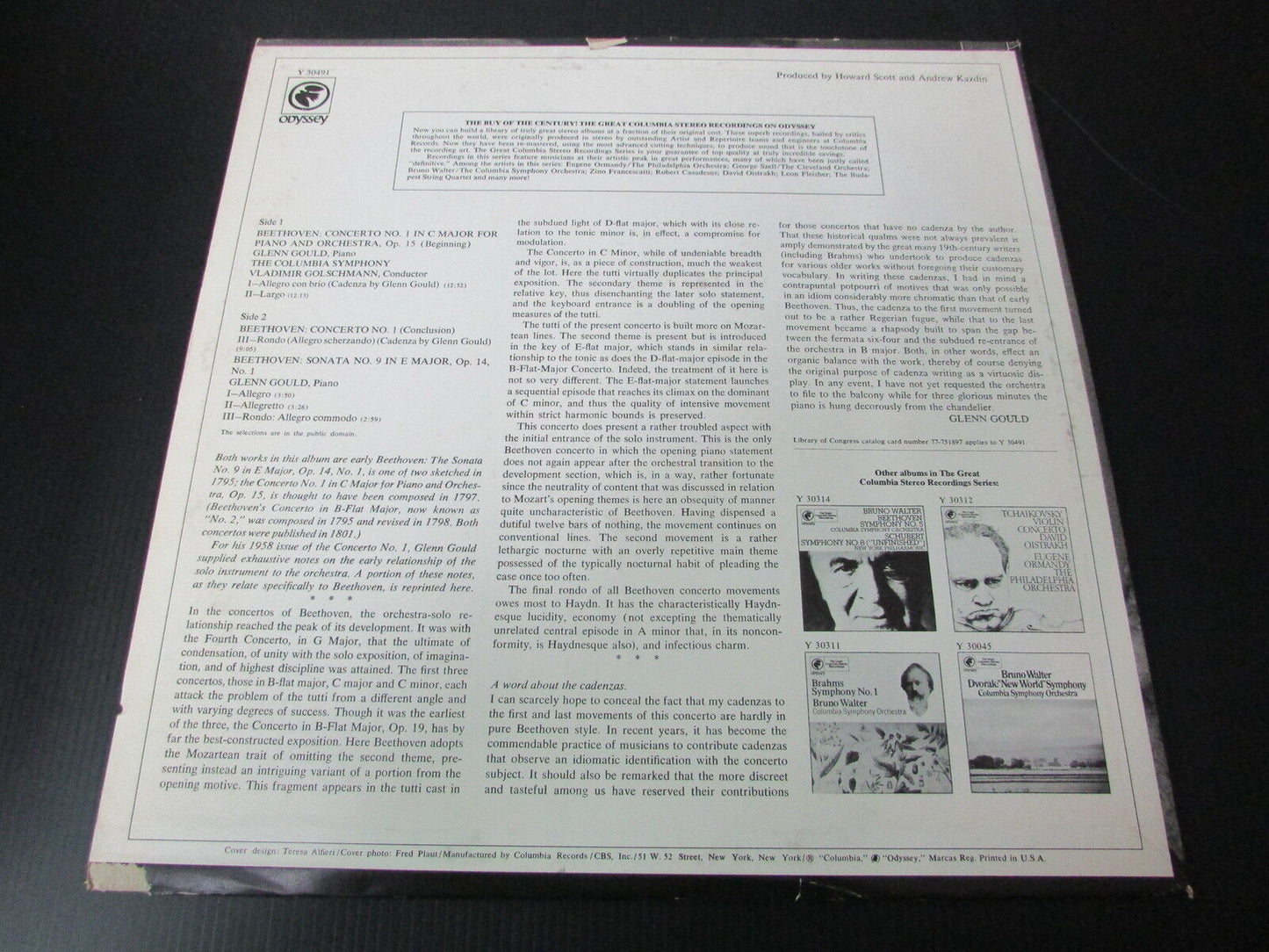 GLENN GOULD BEETHOVEN Piano Concerto N°1 Piano Sonata Op.14 N°1 LP 33T 12"