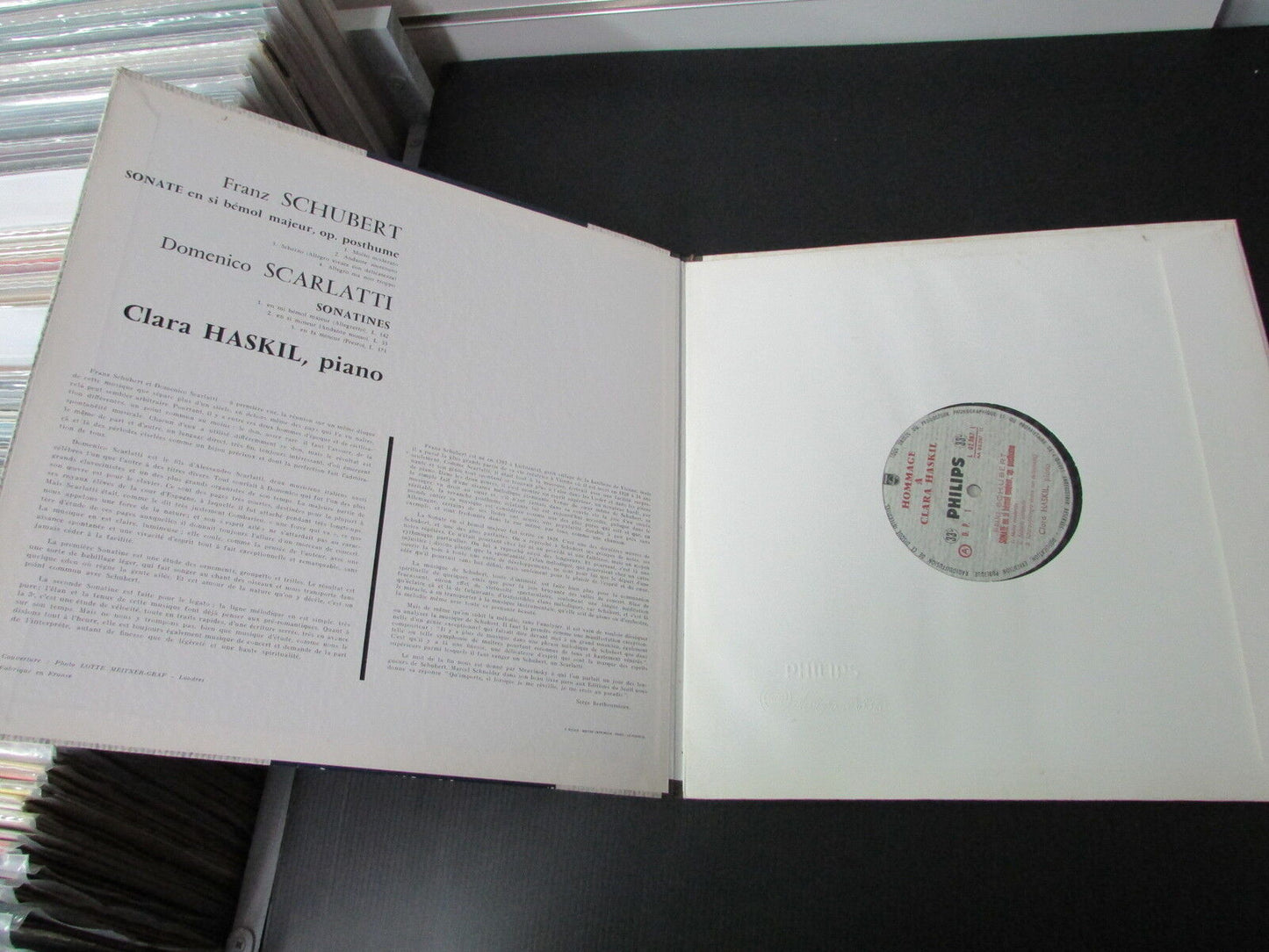 HOMMAGE A CLARA HASKIL SCHUBERT SCARLATTI PHILIPS 02087 LP 33T 12"