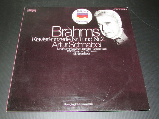 BRAHMS KLAVIERKONZERTE Nr.1 UND Nr.2 ARTUR SCHNABEL   DACAPO   2 x LP 33T 12"