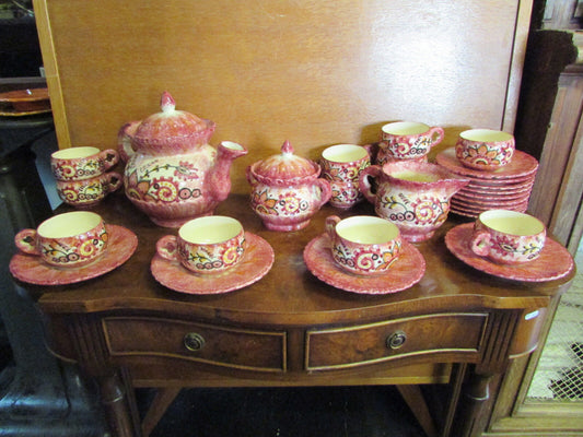 Ancien service à café en FAÏENCE de QUIMPER PAUL FOUILLEN 28 pièces