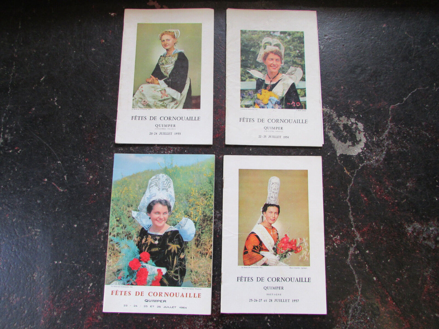 PROGRAMME FETES DE CORNOUAILLE QUIMPER LOT DE 4 1954 1955 1957 1964