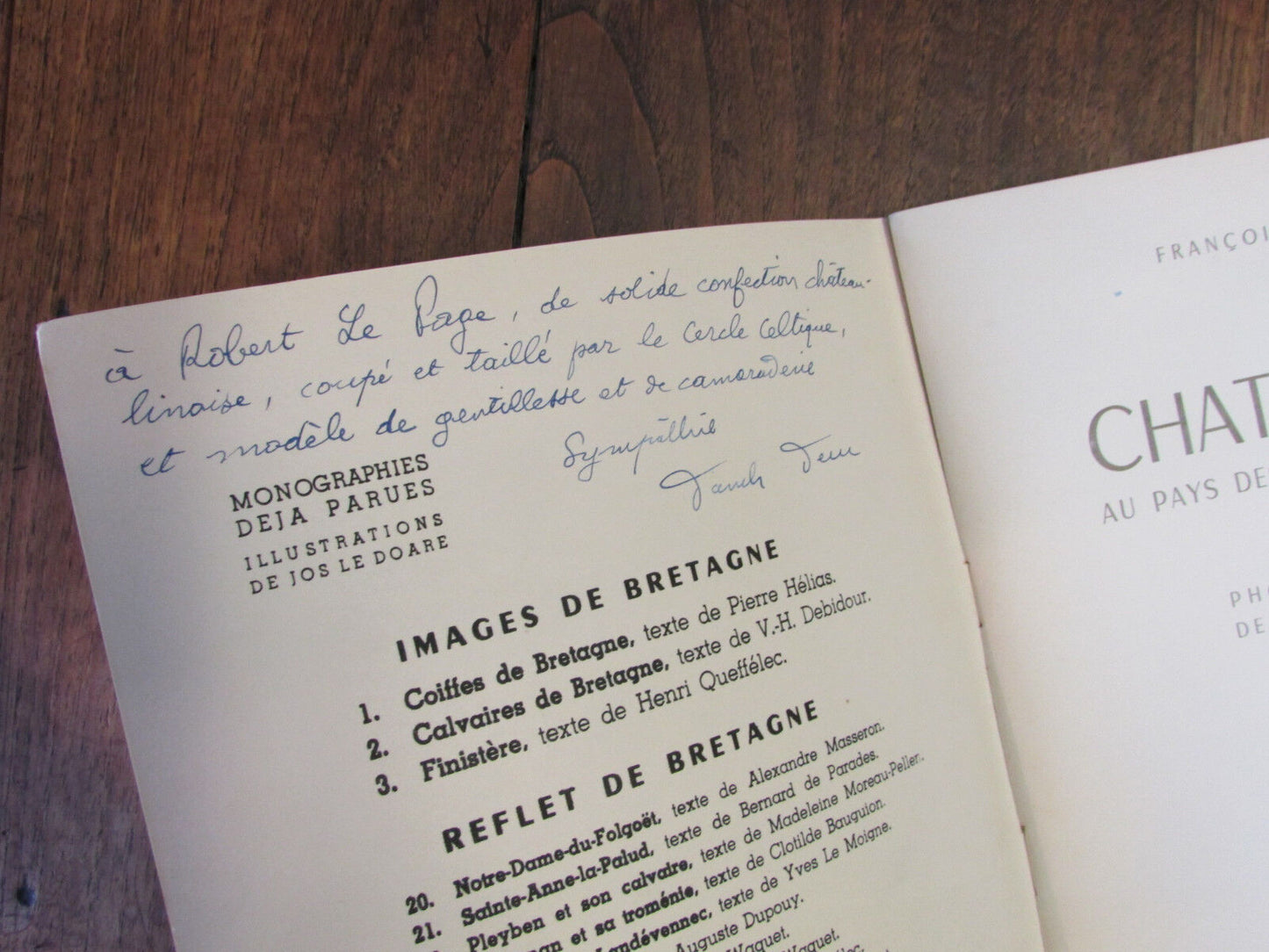 CHATEAULIN LES COLLINES BLEUES ENVOI de FRANCOIS FEREC 1954