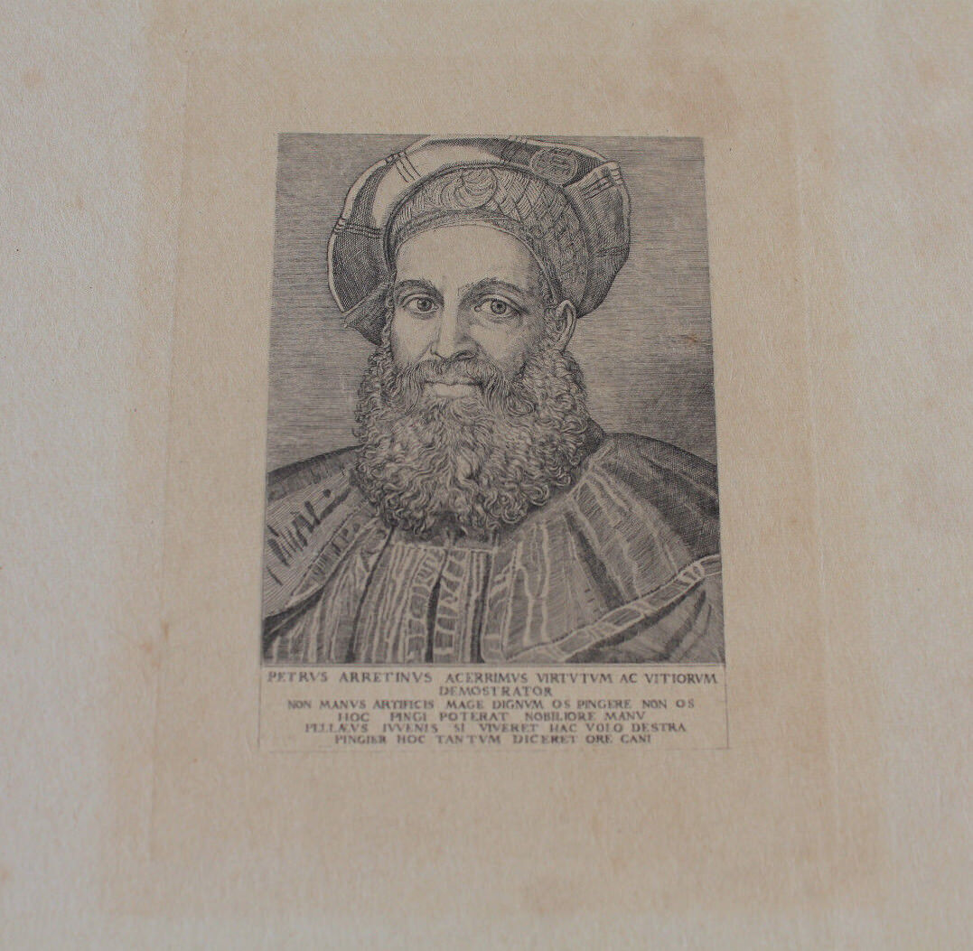 Gravure PORTRAIT Petrus Arretinus Acerrimus Virtutum Ac Vitiorum Demostrator