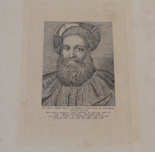 Gravure PORTRAIT Petrus Arretinus Acerrimus Virtutum Ac Vitiorum Demostrator