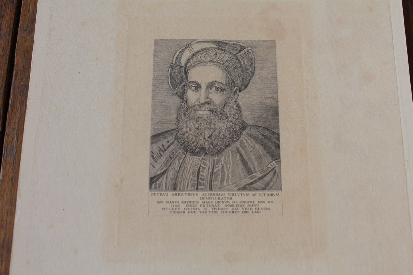 Gravure PORTRAIT Petrus Arretinus Acerrimus Virtutum Ac Vitiorum Demostrator