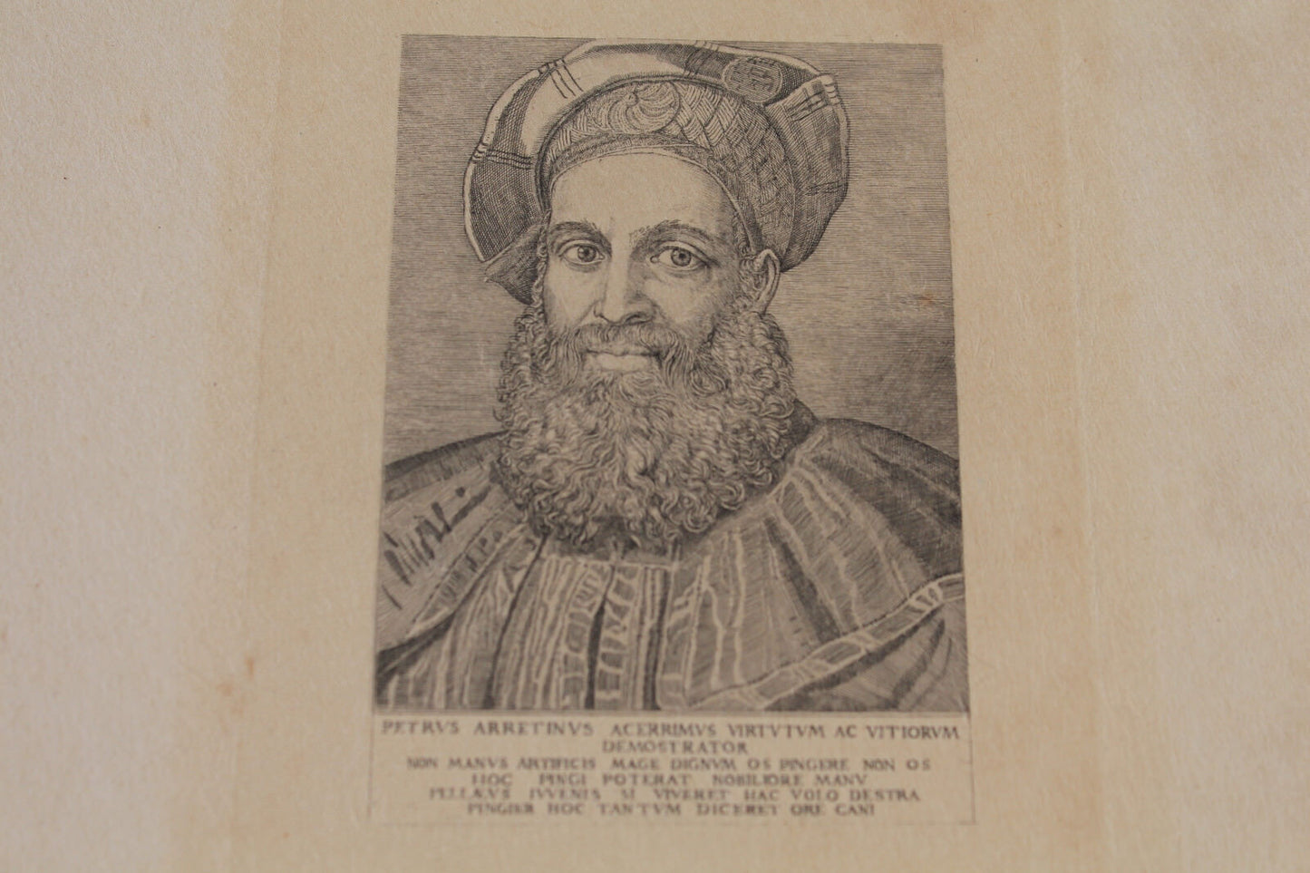 Gravure PORTRAIT Petrus Arretinus Acerrimus Virtutum Ac Vitiorum Demostrator