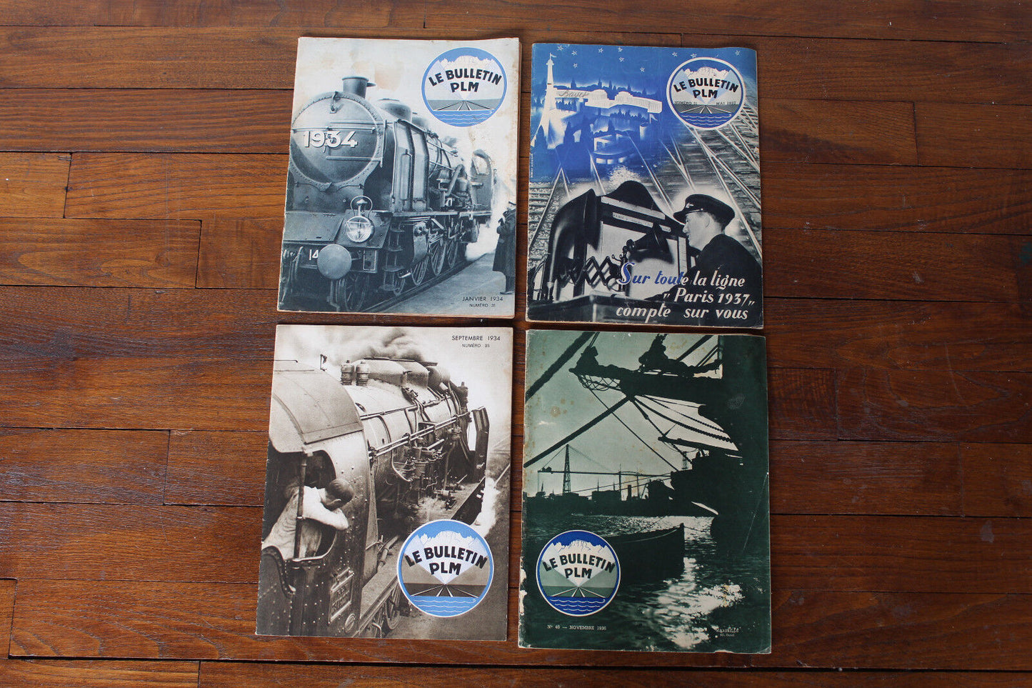 LE BULLETIN PLM Lot de 8 numéros (1934 - 1937) + 1 Livret Publicitaire TRAIN