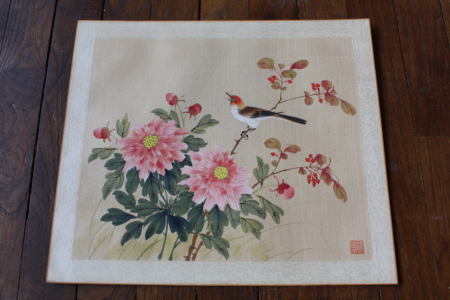 Lot de 3 Anciennes Peintures sur Soie Asie Hong-Kong Début XXème