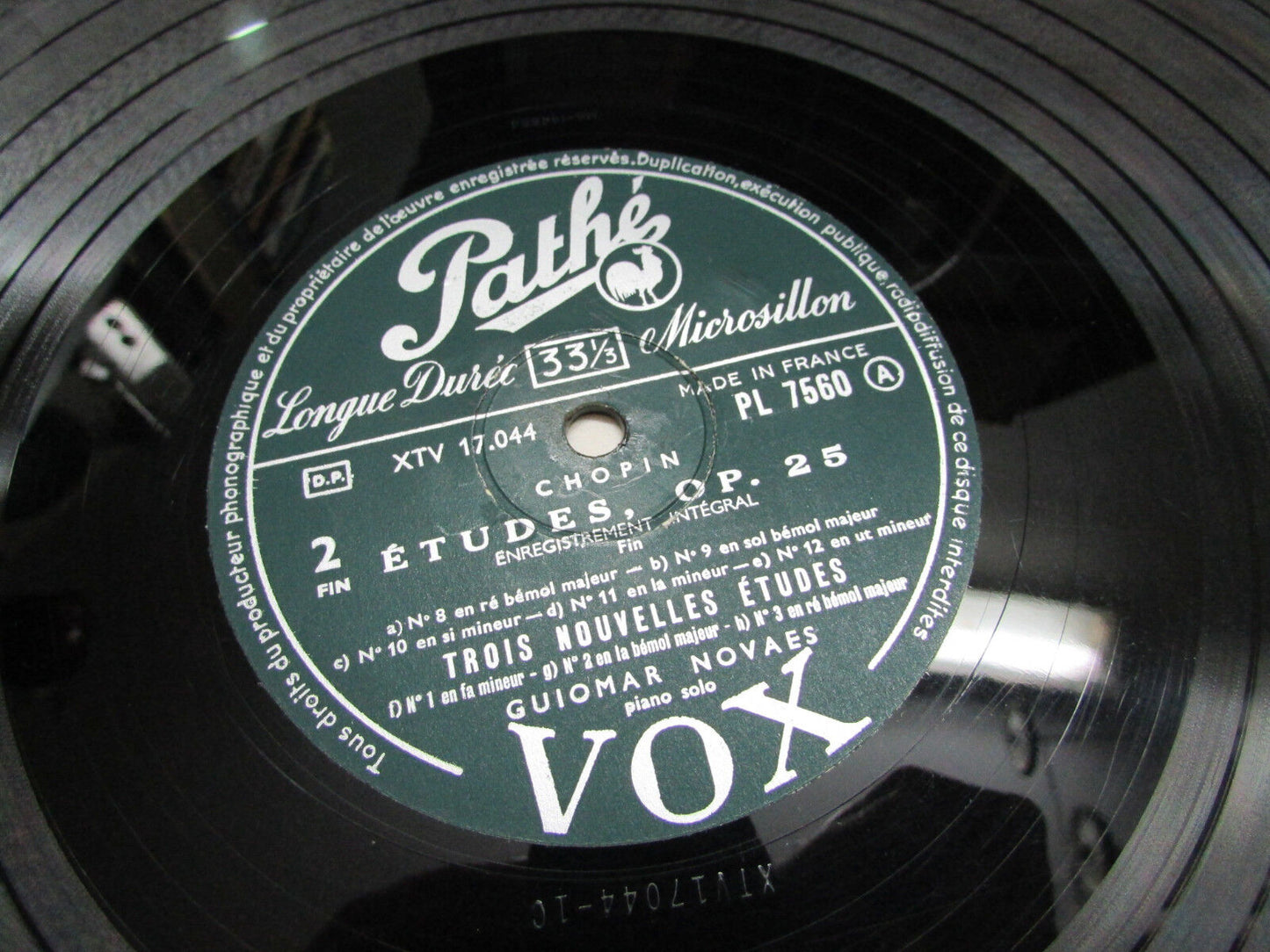 CHOPIN Etudes Opus 25 / Trois Nouvelles Etudes GUIOMAR NOVAES PATHE VOX PL 7560