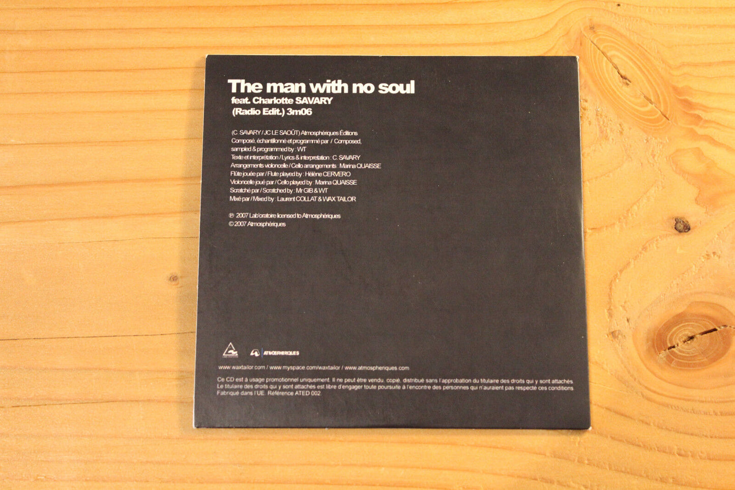 CD SINGLE PROMO WAX TAILOR The man with no soul 2007