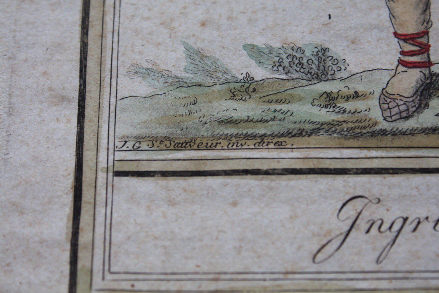 SAUVEUR / LAROQUE Lot 2 Anciennes Gravures Aquarellées XVIIIe INGRIEN INGRIENNE