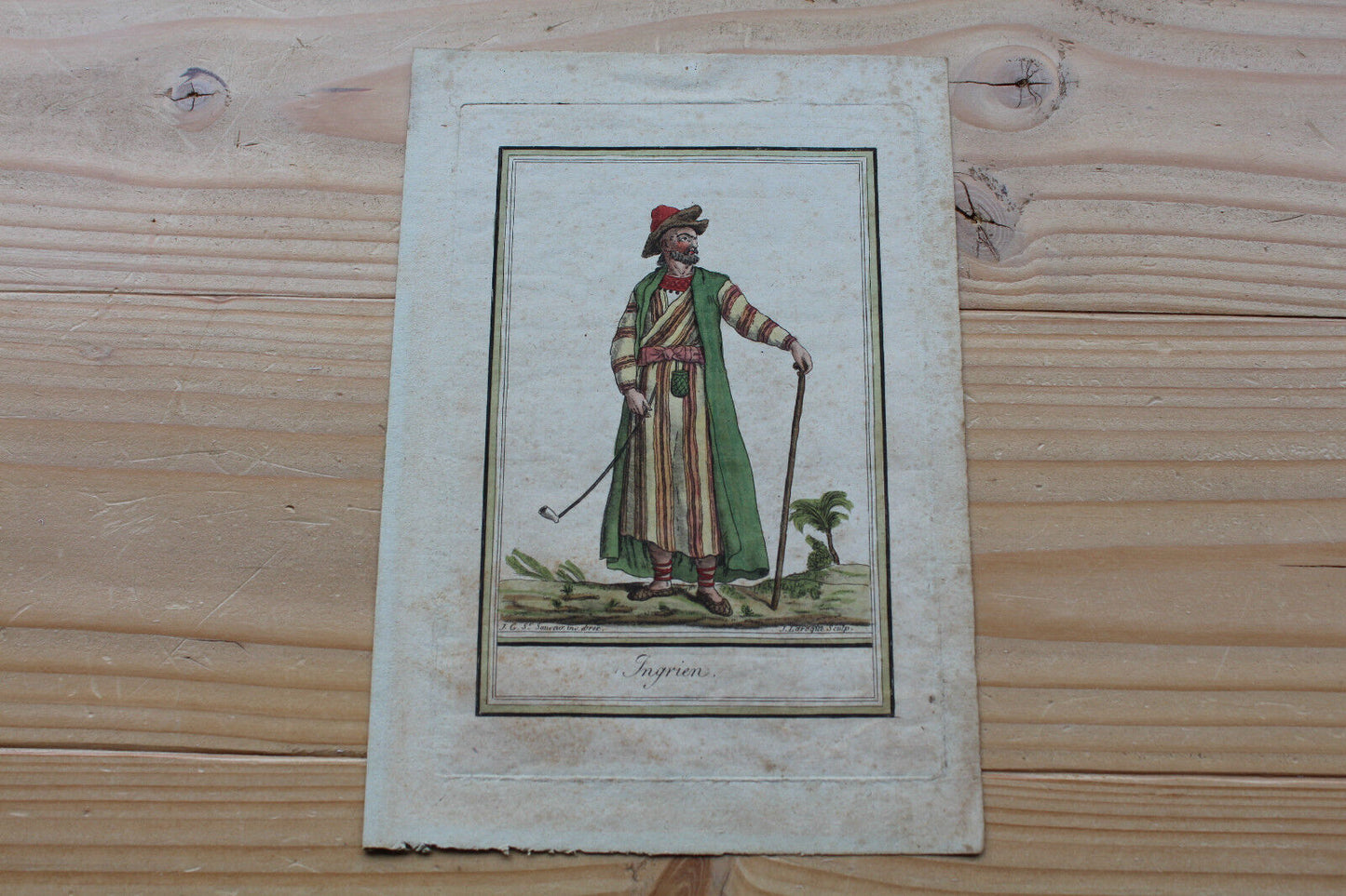 SAUVEUR / LAROQUE Lot 2 Anciennes Gravures Aquarellées XVIIIe INGRIEN INGRIENNE