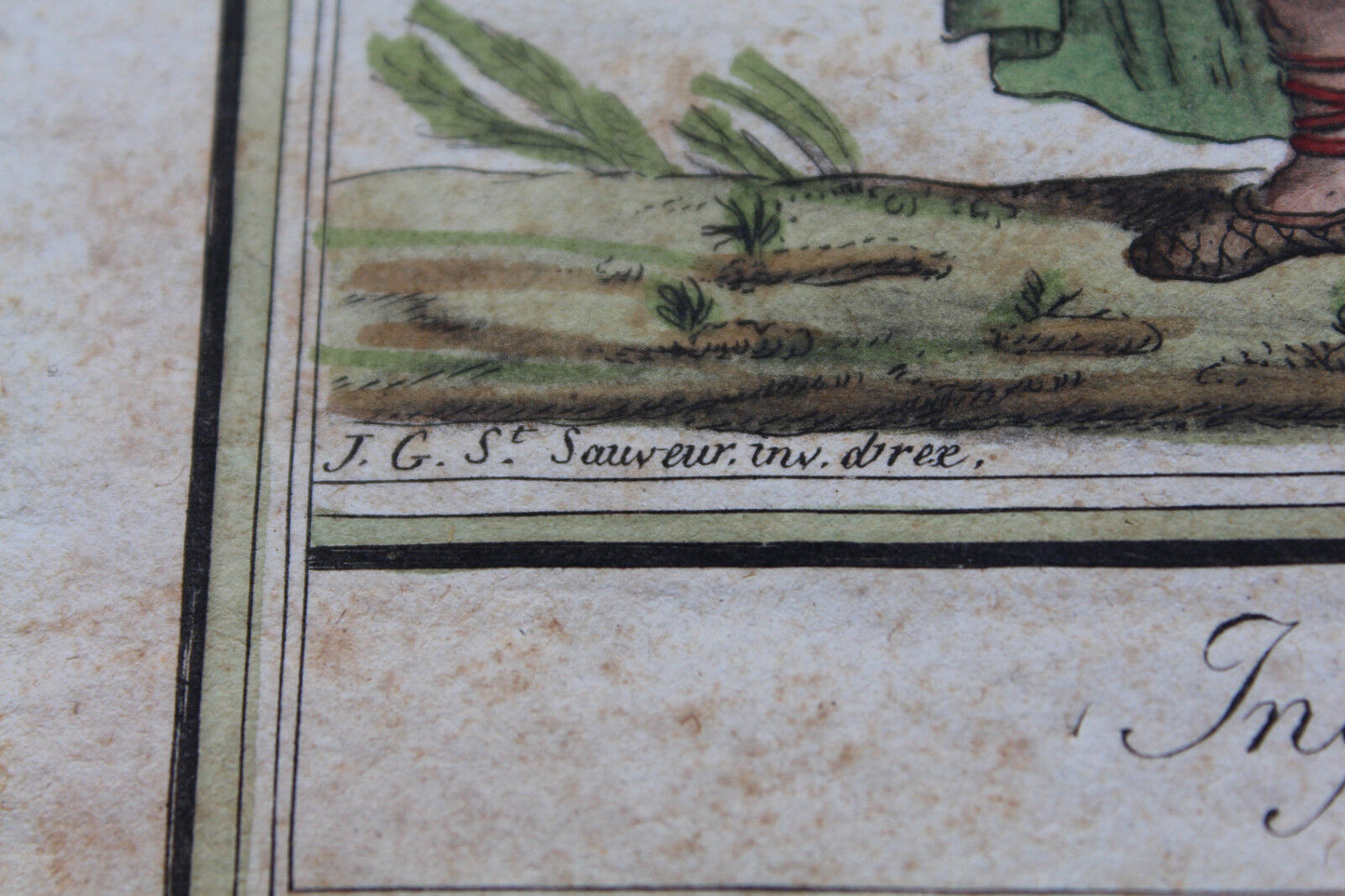 SAUVEUR / LAROQUE Lot 2 Anciennes Gravures Aquarellées XVIIIe INGRIEN INGRIENNE