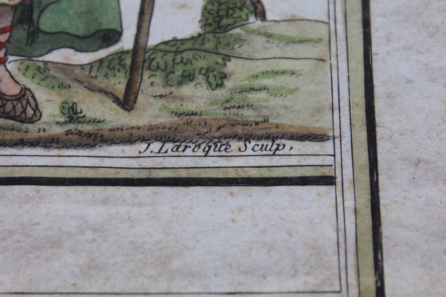 SAUVEUR / LAROQUE Lot 2 Anciennes Gravures Aquarellées XVIIIe INGRIEN INGRIENNE