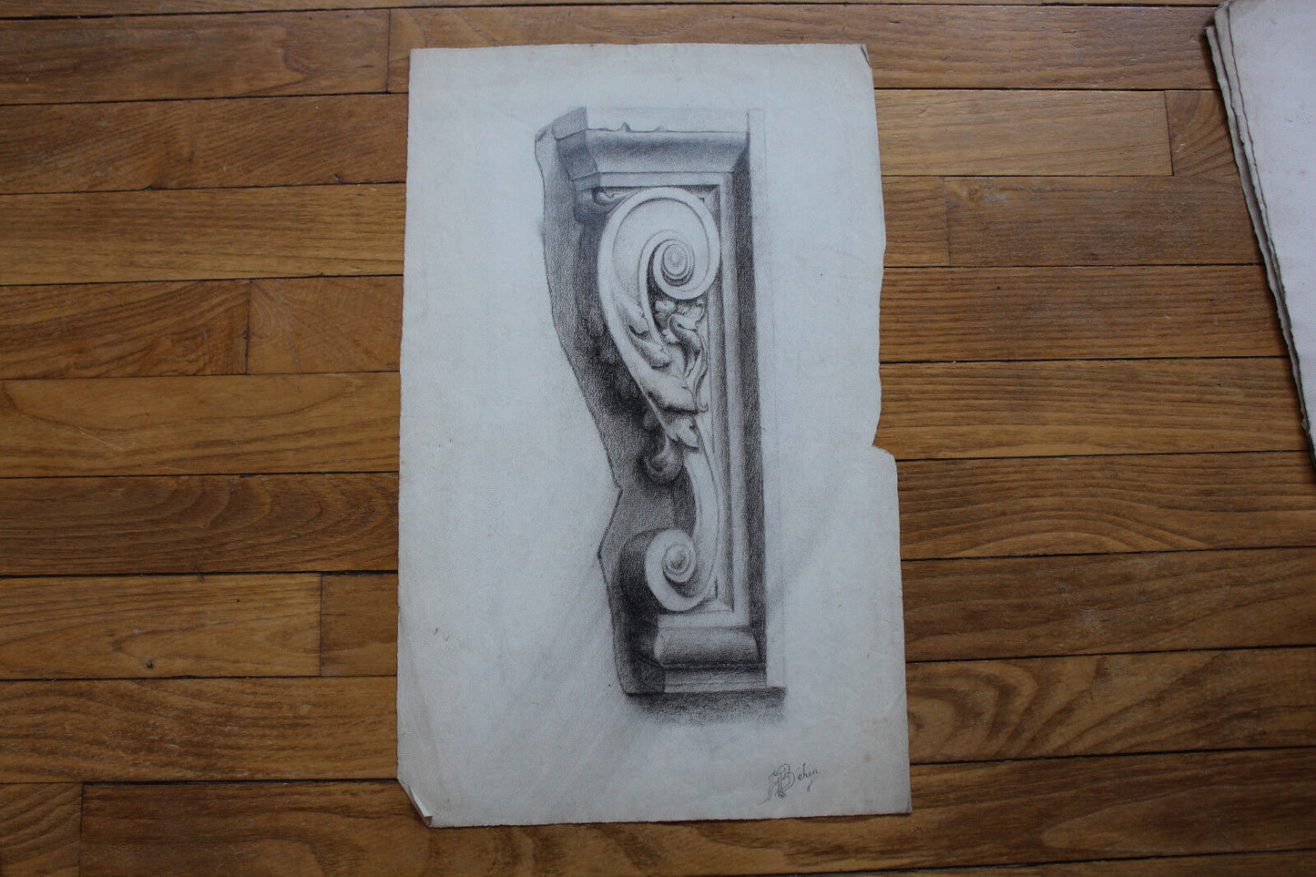 Dessin Académique Ecole Beaux Arts Signés BEHIN début XXème Lot 11 feuilles