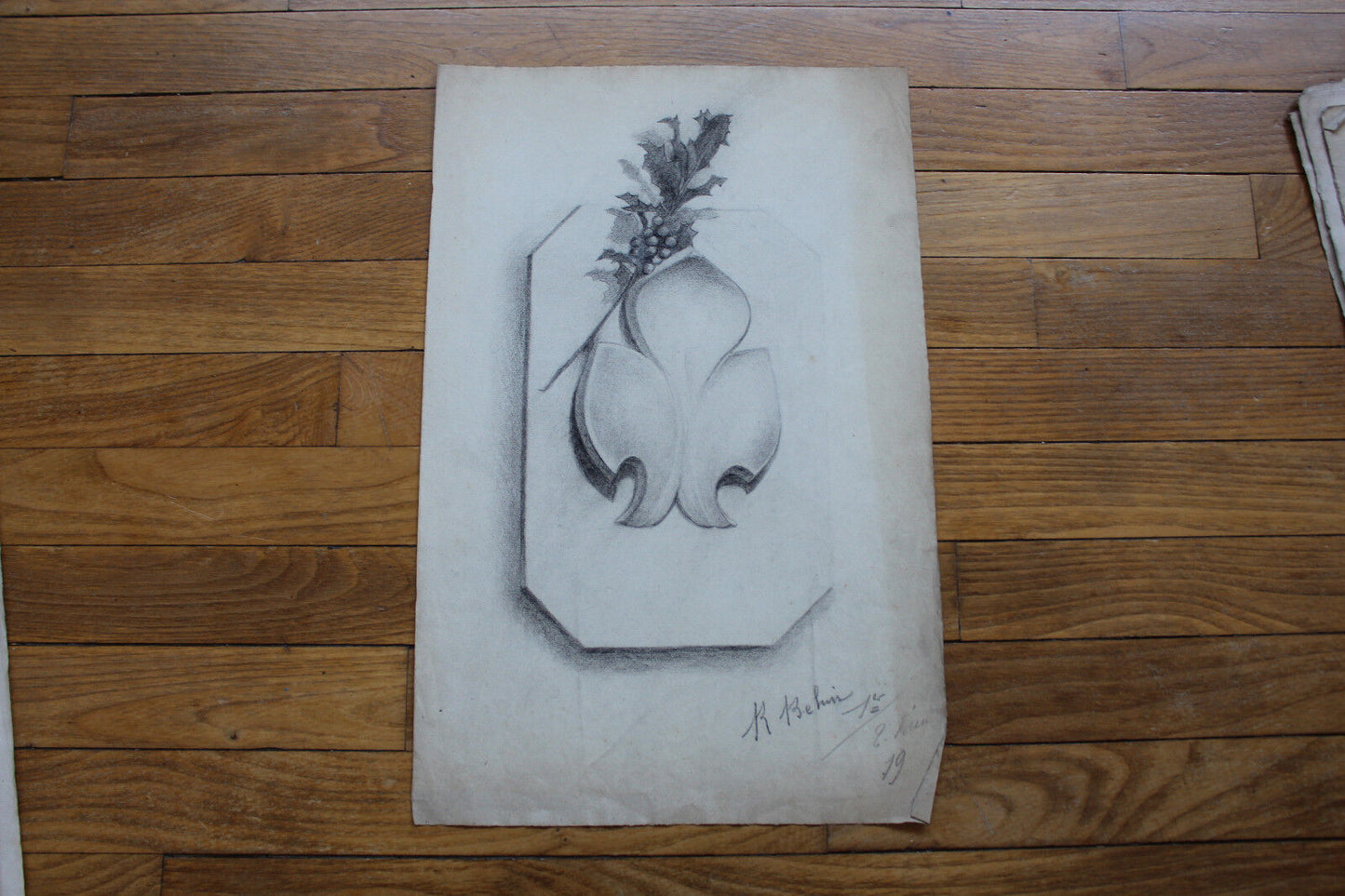 Dessin Académique Ecole Beaux Arts Signés BEHIN début XXème Lot 11 feuilles