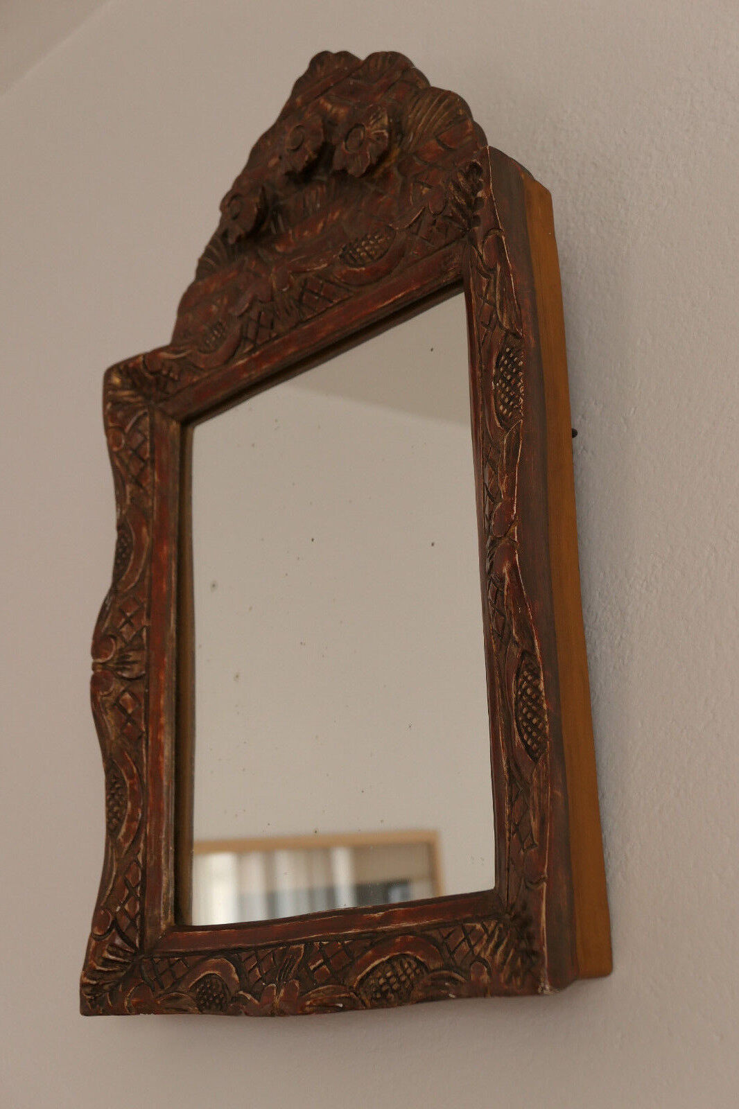 ANCIEN PETIT MIROIR AU MERCURE MIROIR A FRONTON BOIS SCULPTE EPOQUE XVIIIe