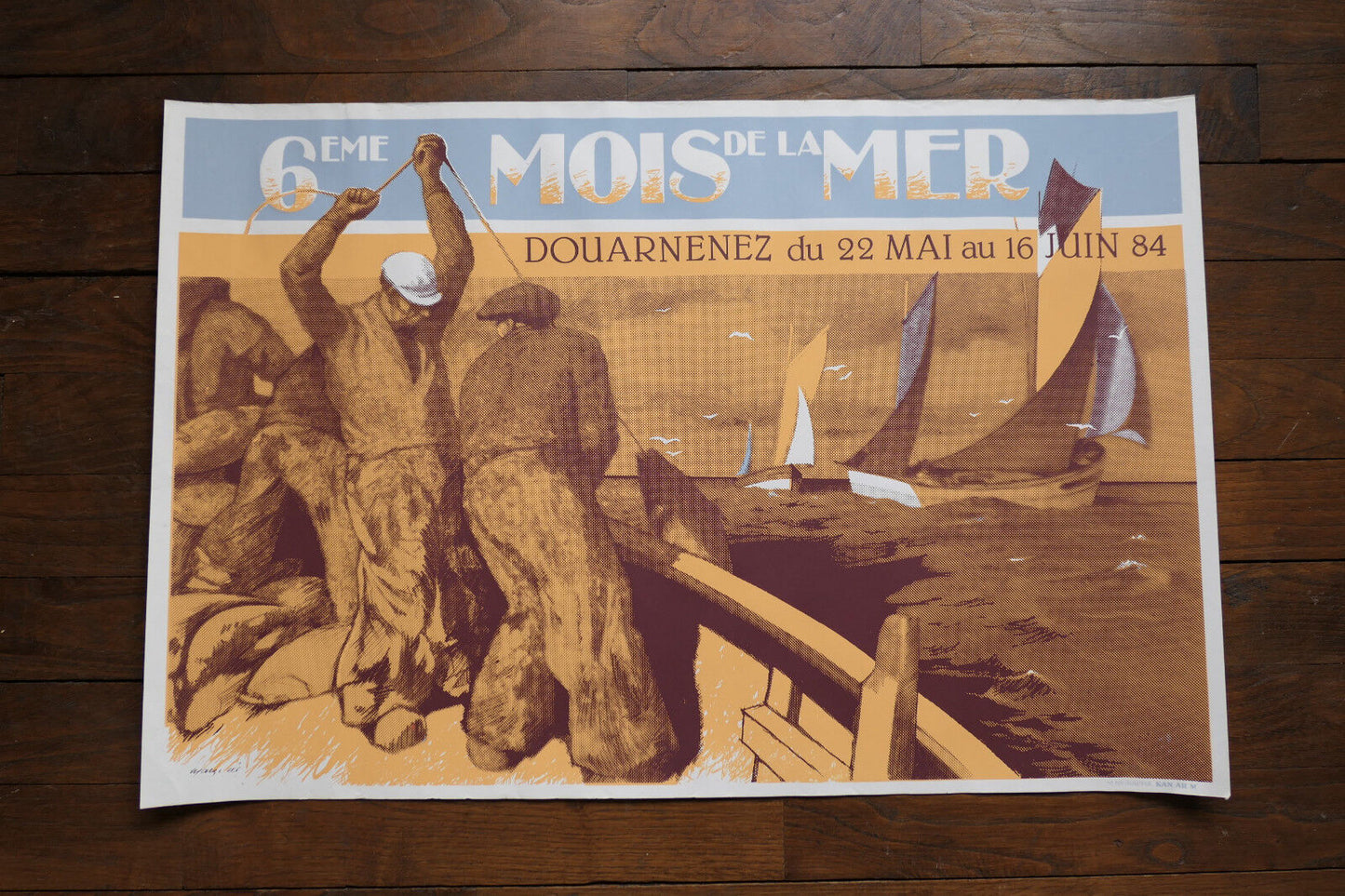 ANCIENNE AFFICHE SERIGRAPHIE KAN AR MOR DOUARNENEZ LE MOIS DE LA MER 1984
