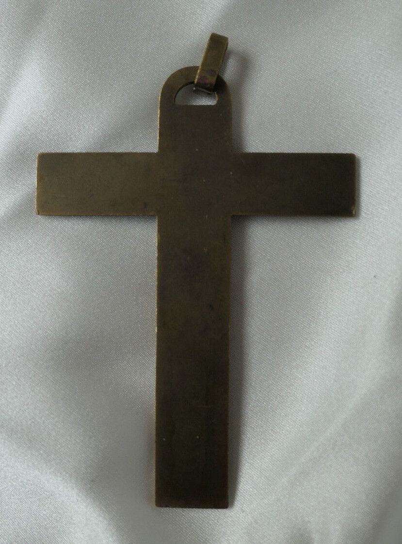 ANCIEN PENDENTIF METAL BRONZE CRUCIFIX IHS
