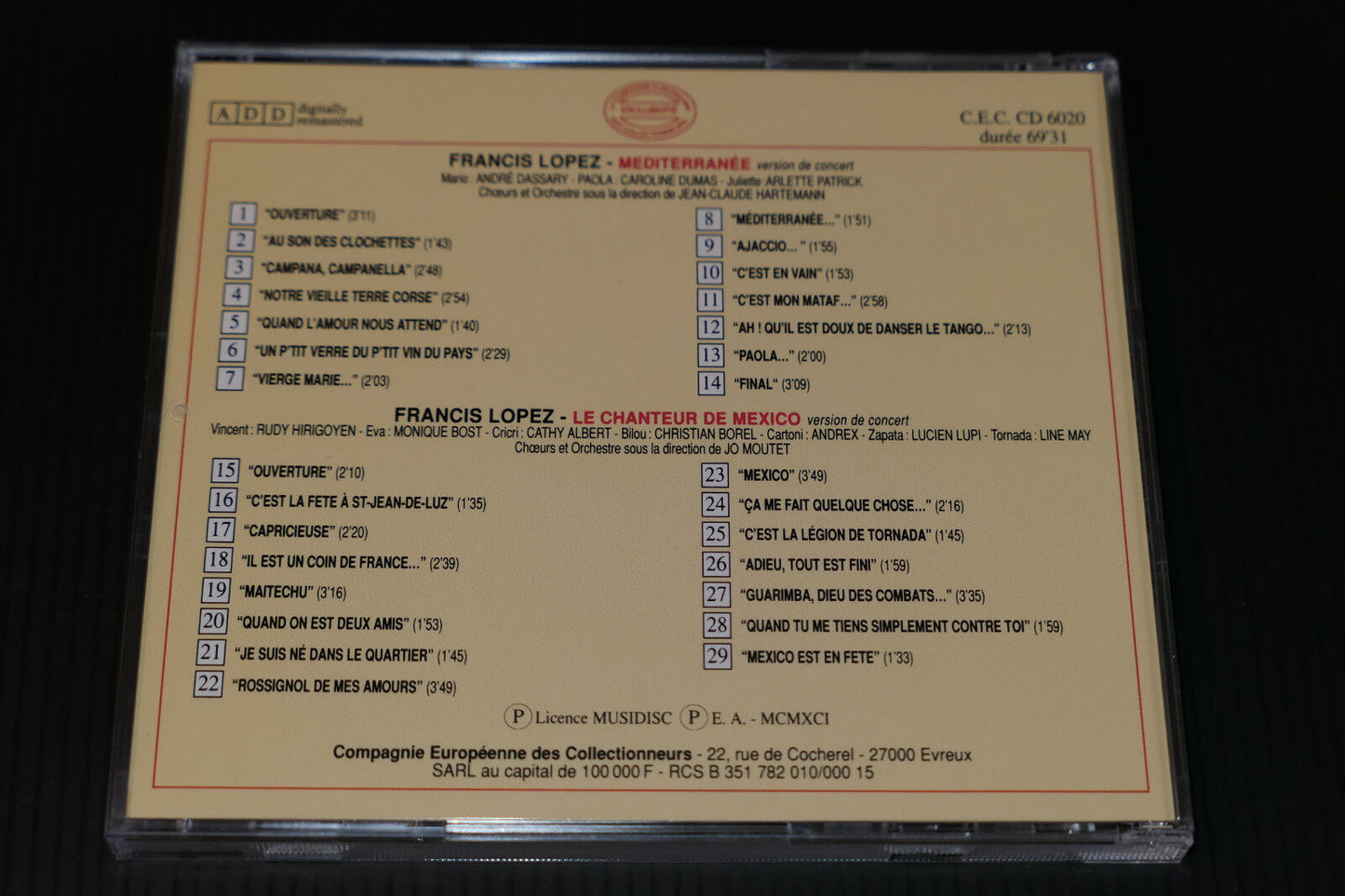 CD IL ETAIT UNE FOIS L'OPERETTE / FRANCIS LOPEZ / CEC 6020
