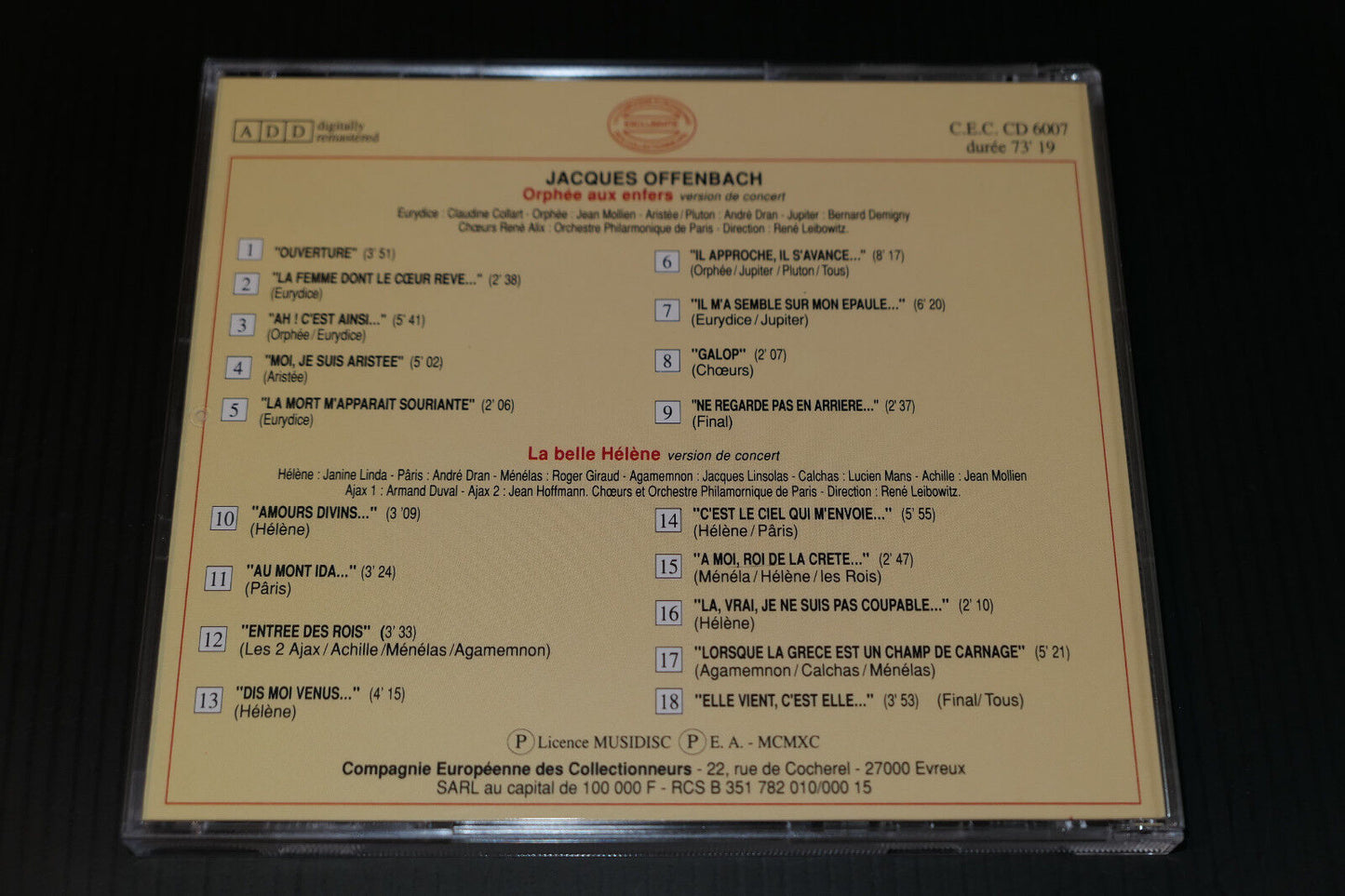 CD IL ETAIT UNE FOIS L'OPERETTE / JACQUES OFFENBACH / CEC 6007