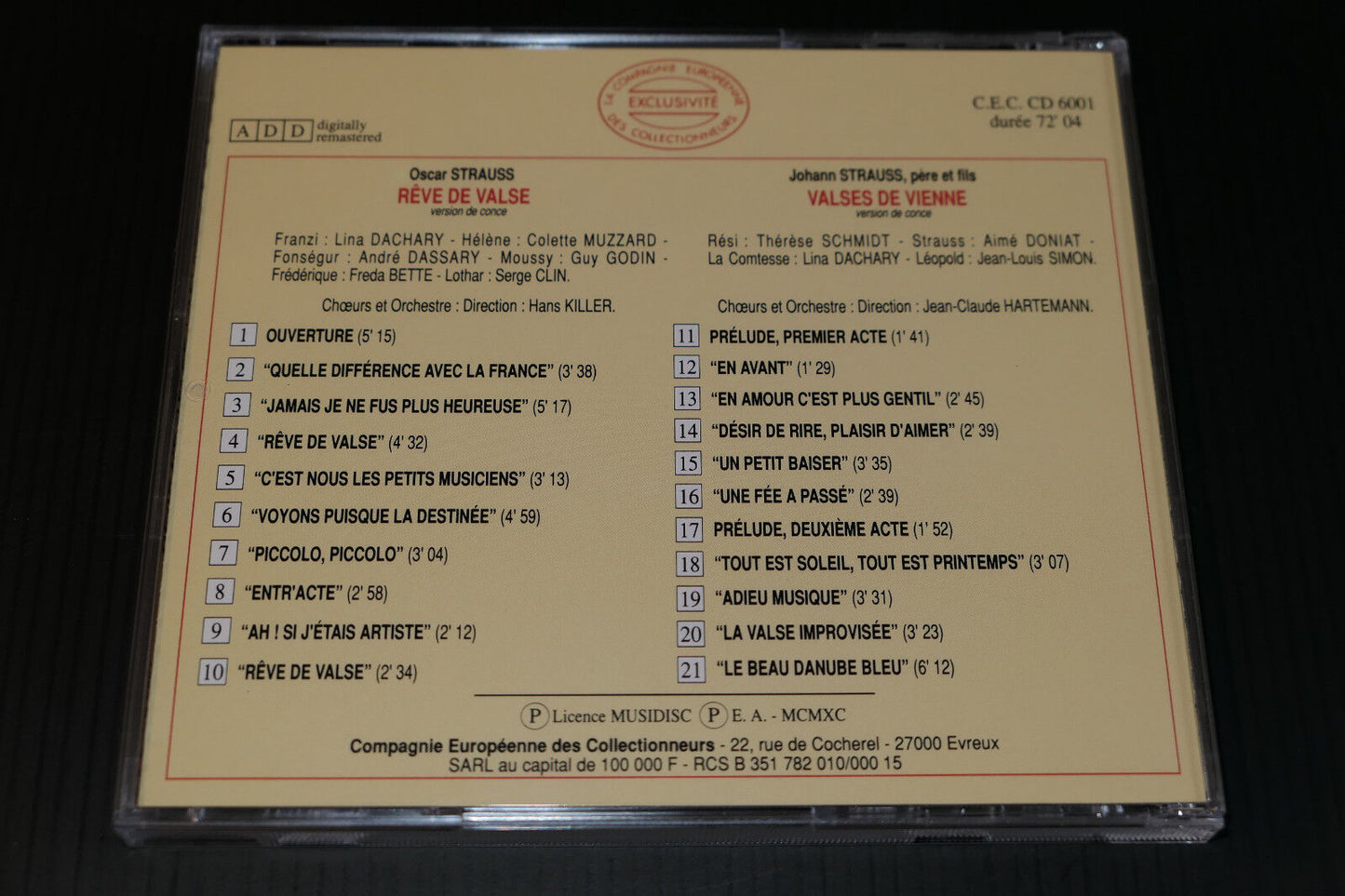 CD IL ETAIT UNE FOIS L'OPERETTE / OSCAR STRAUSS / JOHANN STRAUSS / CEC 6001