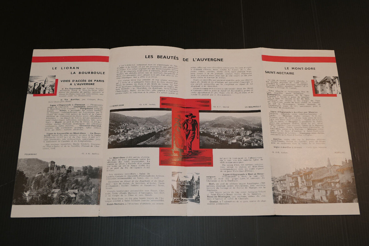 ANCIEN DEPLIANT TOURISTIQUE TRAIN CHEMIN DE FER DE PARIS A ORLEANS AUVERGNE 1933
