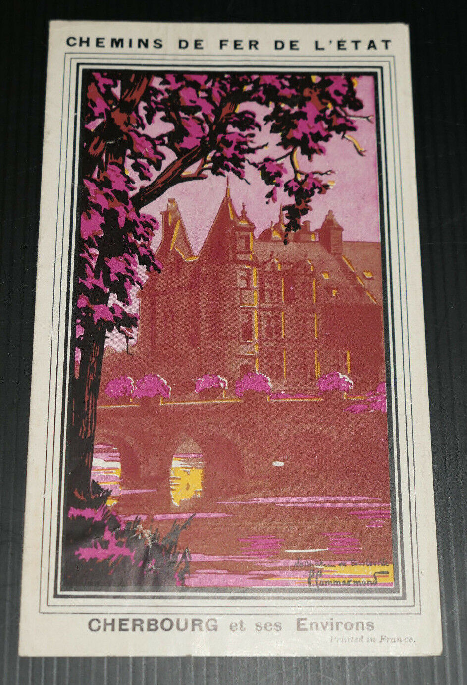 ANCIEN DEPLIANT TOURISTIQUE CHEMINS DE FER DE L'ETAT CHERBOURG CIRCA 1910