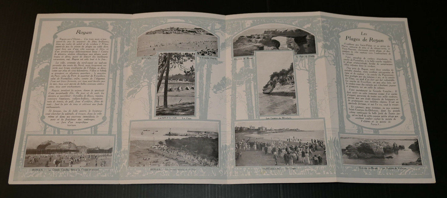 ANCIEN DEPLIANT TOURISTIQUE CHEMINS DE FER DE L'ETAT ROYAN CIRCA 1910