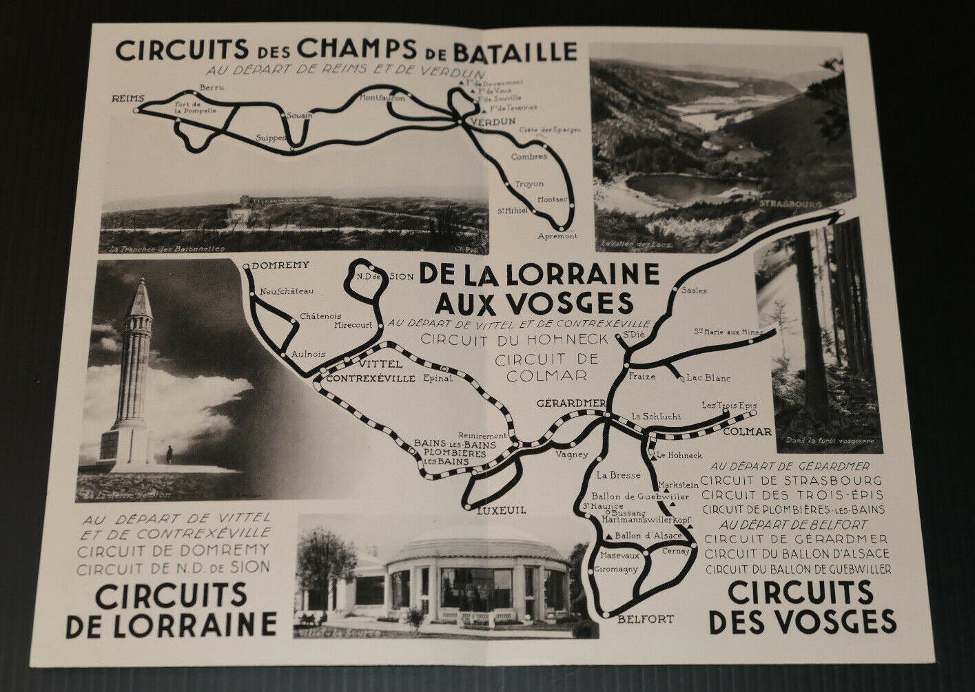 ANCIEN DEPLIANT TOURISTIQUE CIRCUITS AUTOMOBILES DES CHEMINS DE FER DE L'EST