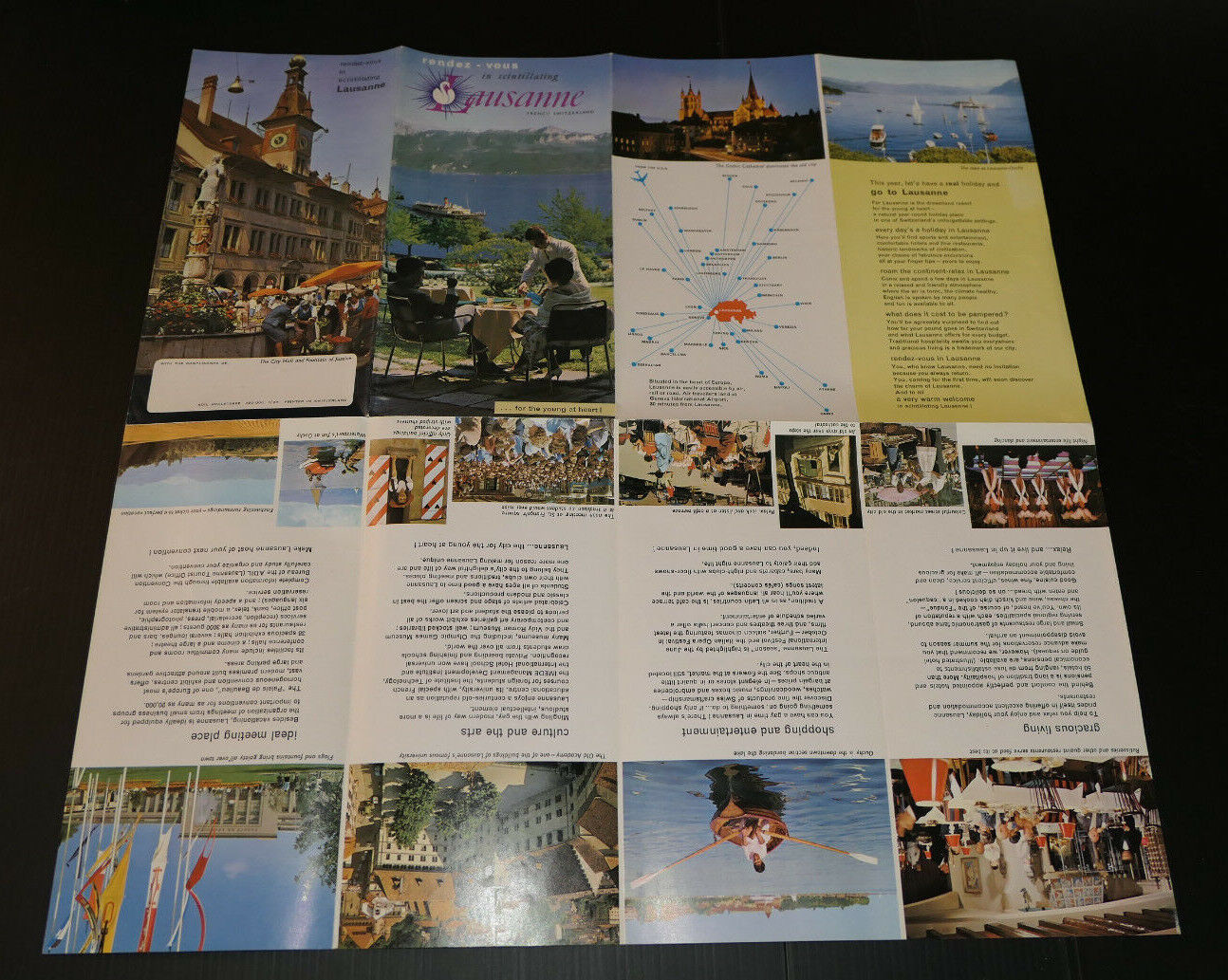 ANCIEN DEPLIANT PUBLICITE LAUSANNE SUISSE CARTE CIRCA 1960
