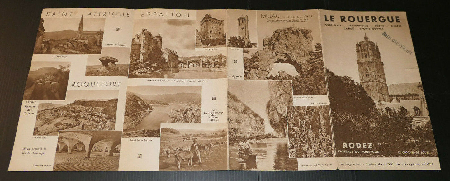 ANCIEN DEPLIANT PUBLICITE TOURISME LE ROUERGUE RODEZ AVEYRON