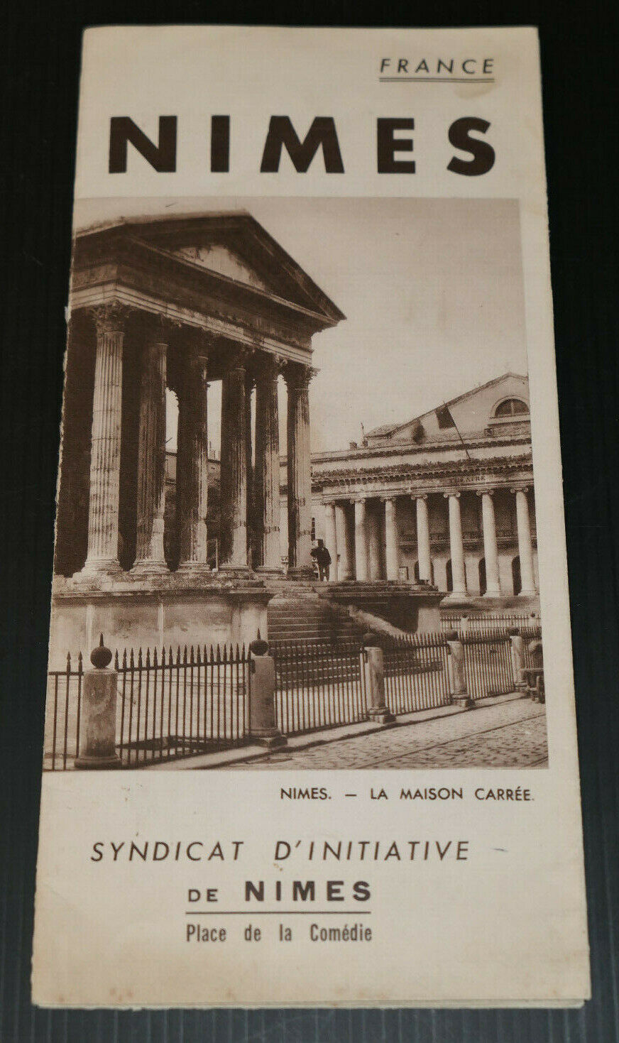 ANCIEN DEPLIANT TOURISTIQUE NIMES CIRCA 1950 PUBLICITE TOURISME