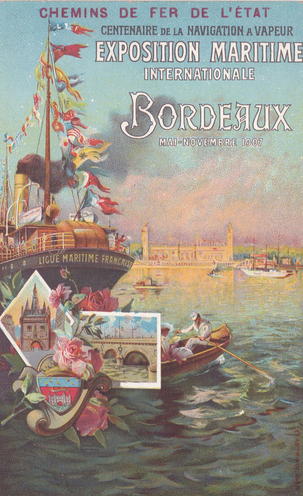 CPA CHEMINS DE FER DE L'ETAT - EXPOSITION MARITIME INTERNATIONALE BORDEAUX 1907
