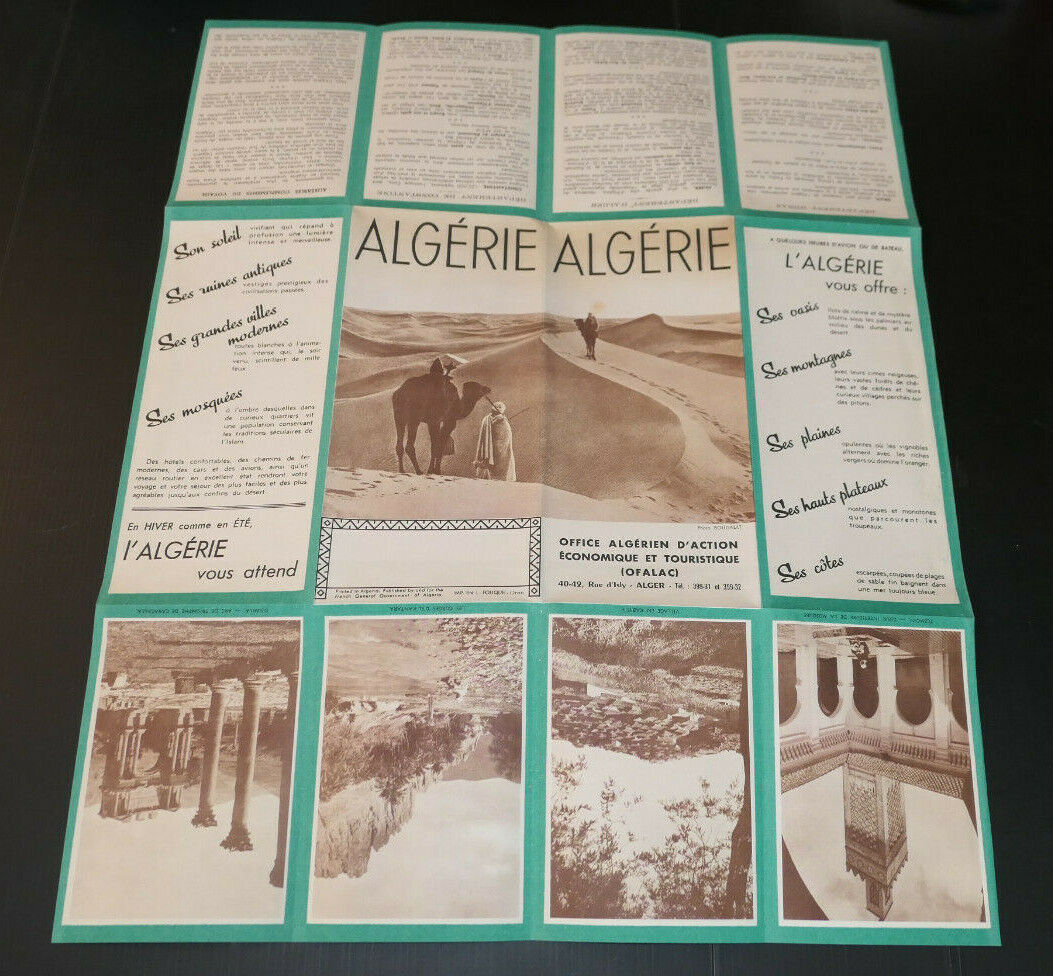ANCIEN DEPLIANT TOURISTIQUE ALGERIE OFALAC CARTE 1951 VOYAGE TOURISME AFRIQUE