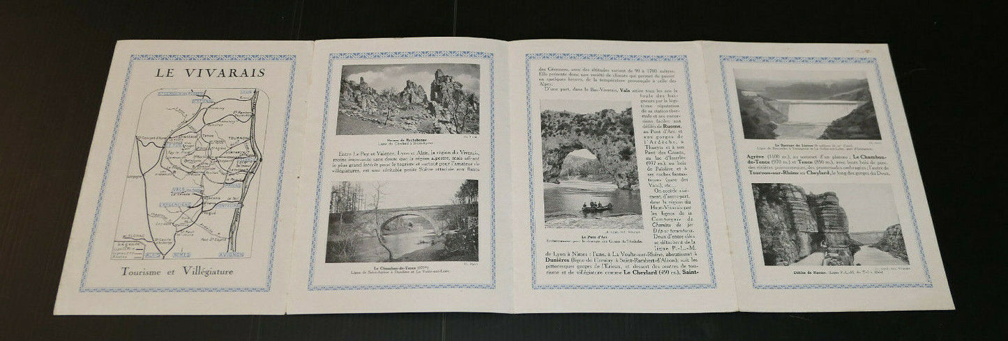 ANCIEN DEPLIANT TOURISTIQUE LE VIVARAIS ARDECHE ET HAUTE-LOIRE CIRCA 1930