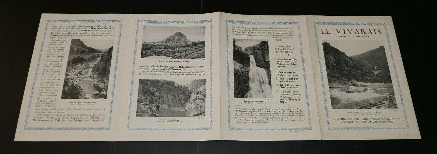 ANCIEN DEPLIANT TOURISTIQUE LE VIVARAIS ARDECHE ET HAUTE-LOIRE CIRCA 1930