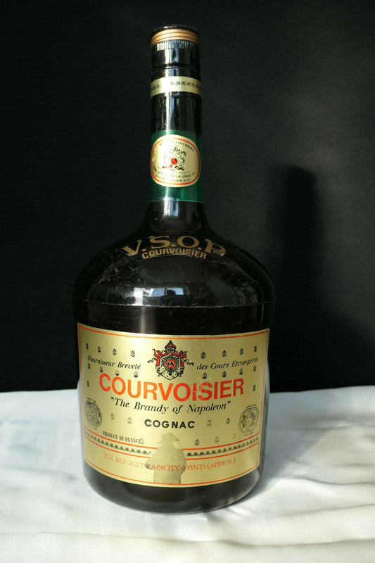 ANCIEN GRAND BAC A GLACONS 37 CM COGNAC COURVOISIER VSOP DECO BAR ALCOOL VINTAGE