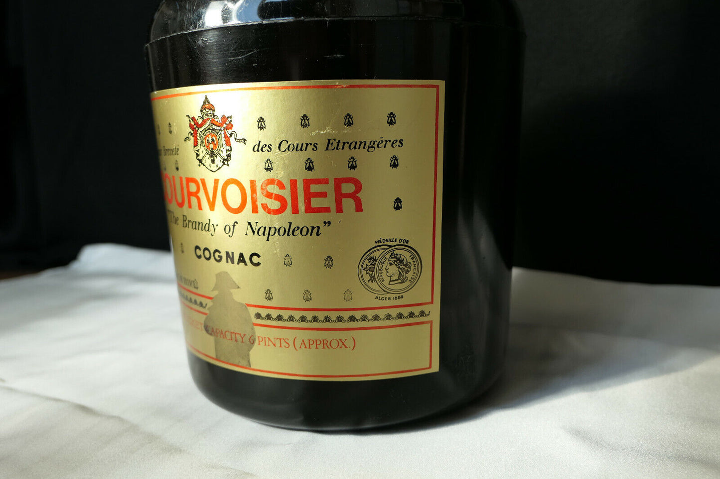 ANCIEN GRAND BAC A GLACONS 37 CM COGNAC COURVOISIER VSOP DECO BAR ALCOOL VINTAGE