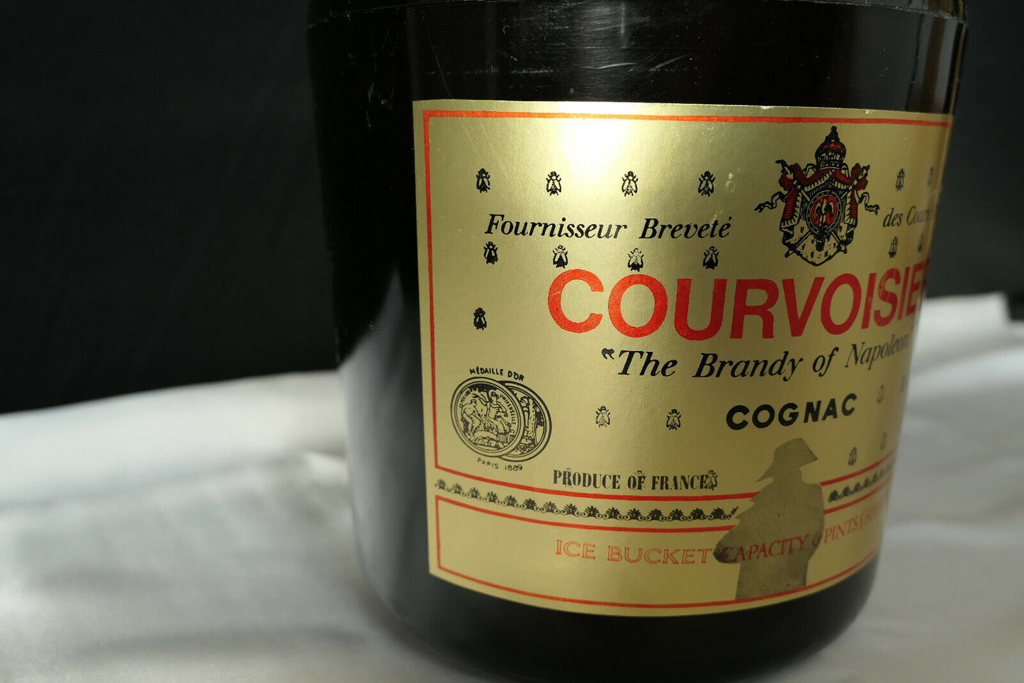 ANCIEN GRAND BAC A GLACONS 37 CM COGNAC COURVOISIER VSOP DECO BAR ALCOOL VINTAGE