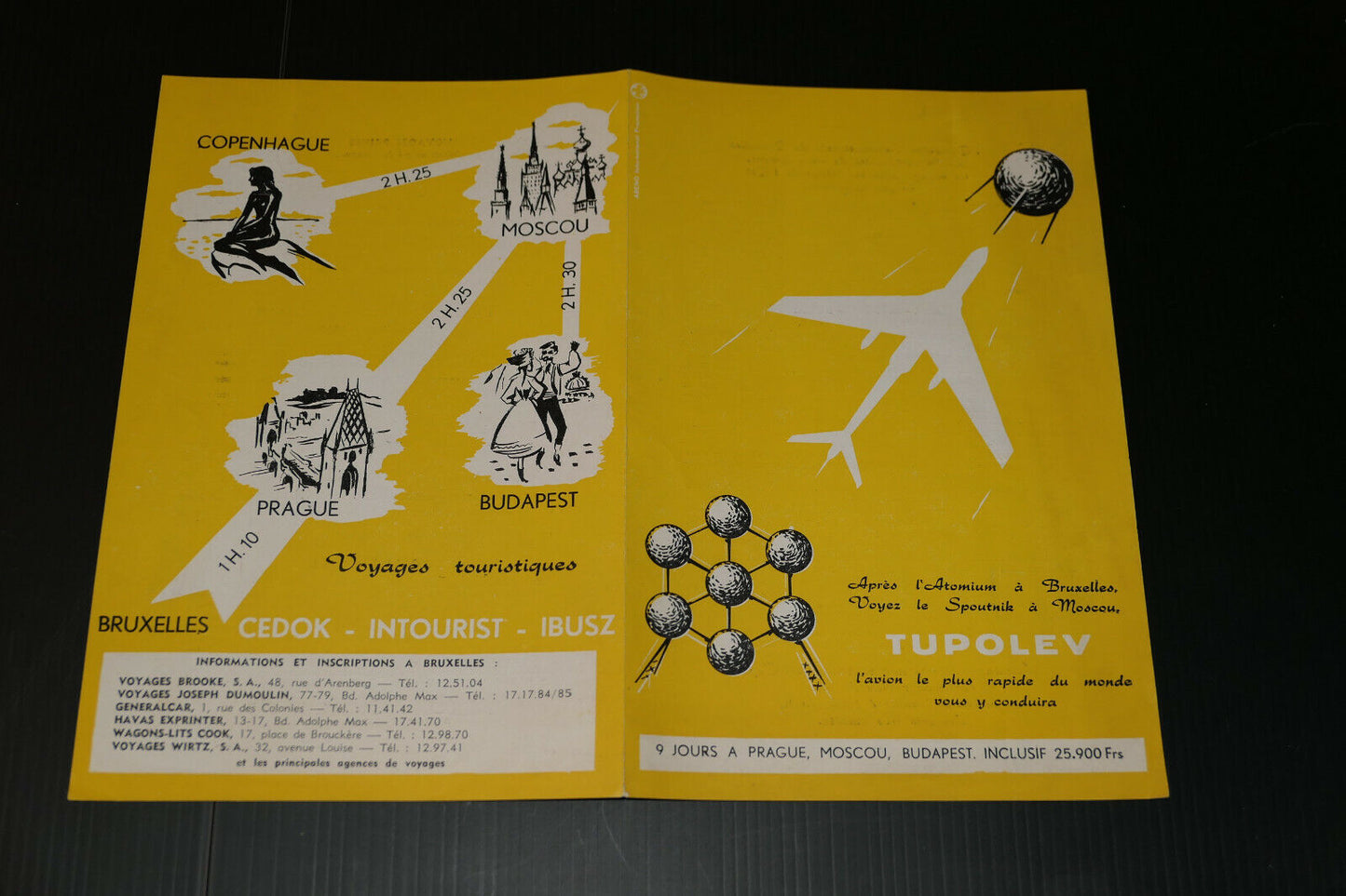 ANCIEN DEPLIANT TOURISTIQUE PAYS DE L'EST PUBLICITE AVION A REACTION TUPOLEV