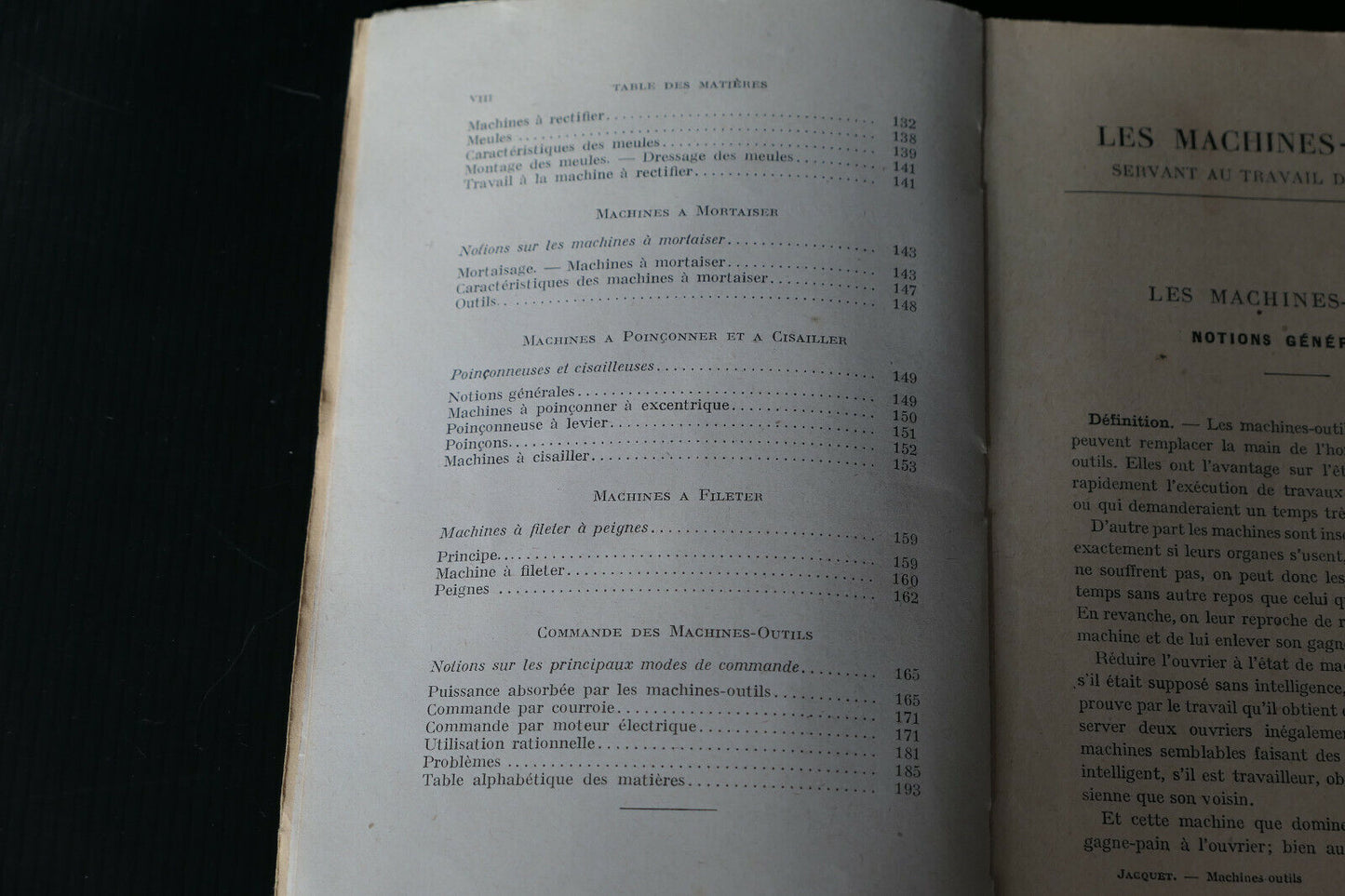 LES MACHINES-OUTILS SERVANT AU TRAVAIL DES METAUX / ALEXIS JACQUET / DUNOD 1935