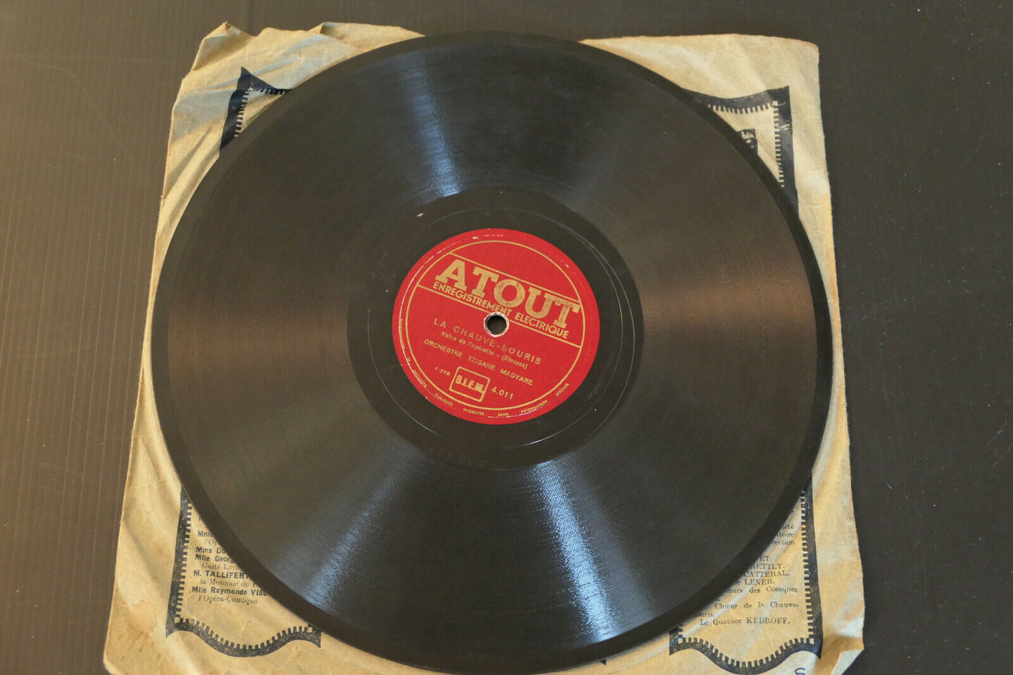 78T 78RPM 10" 25 CM ORCHESTRE TZIGANE MAGYARE / LA CHAUVE-SOURIS / ATOUT 4011