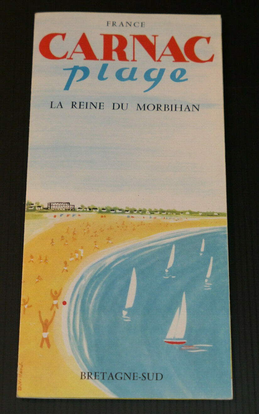 ANCIEN DEPLIANT TOURISTIQUE BRETAGNE SUD MORBIHAN CARNAC PLAGE 1957 TOURISME