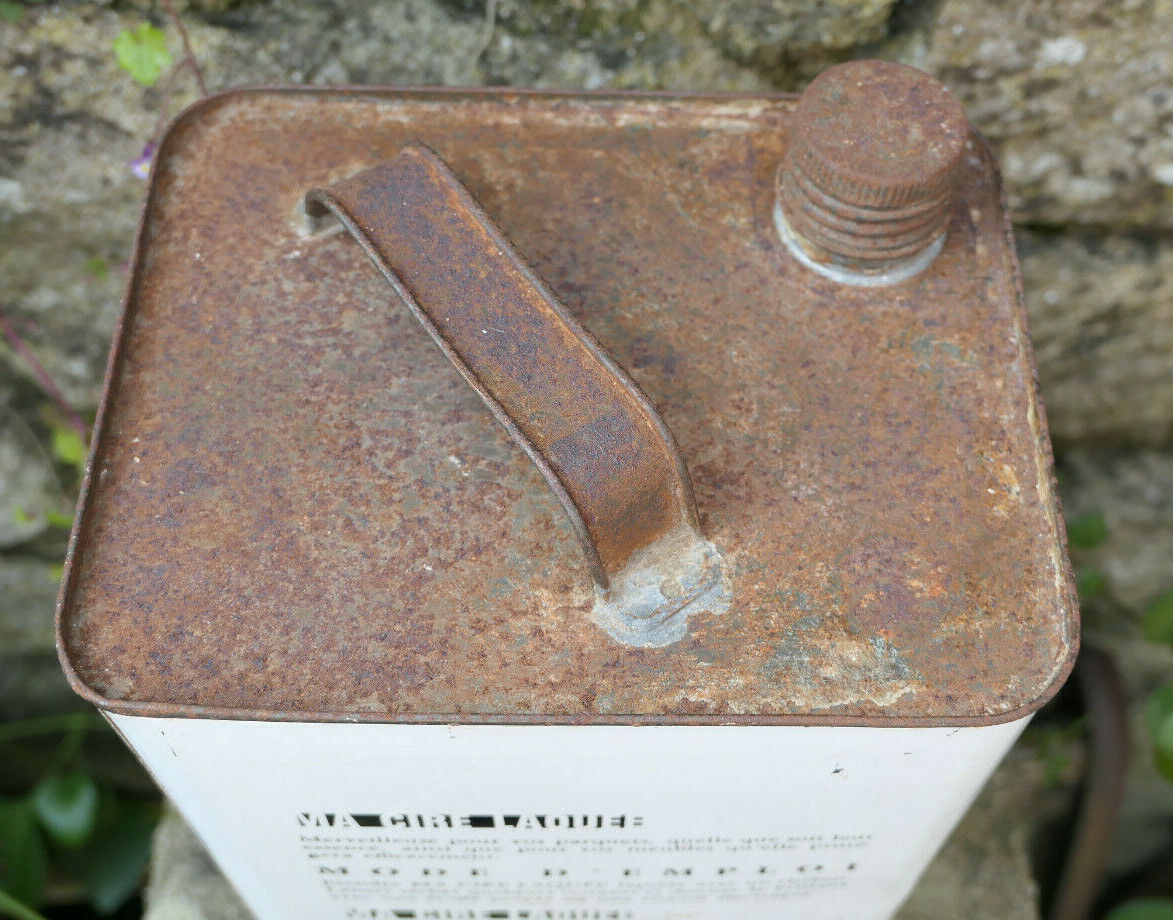 ANCIEN BIDON CIRE LAQUEE TOLE CIRCA 1960 DECO PUB VINTAGE