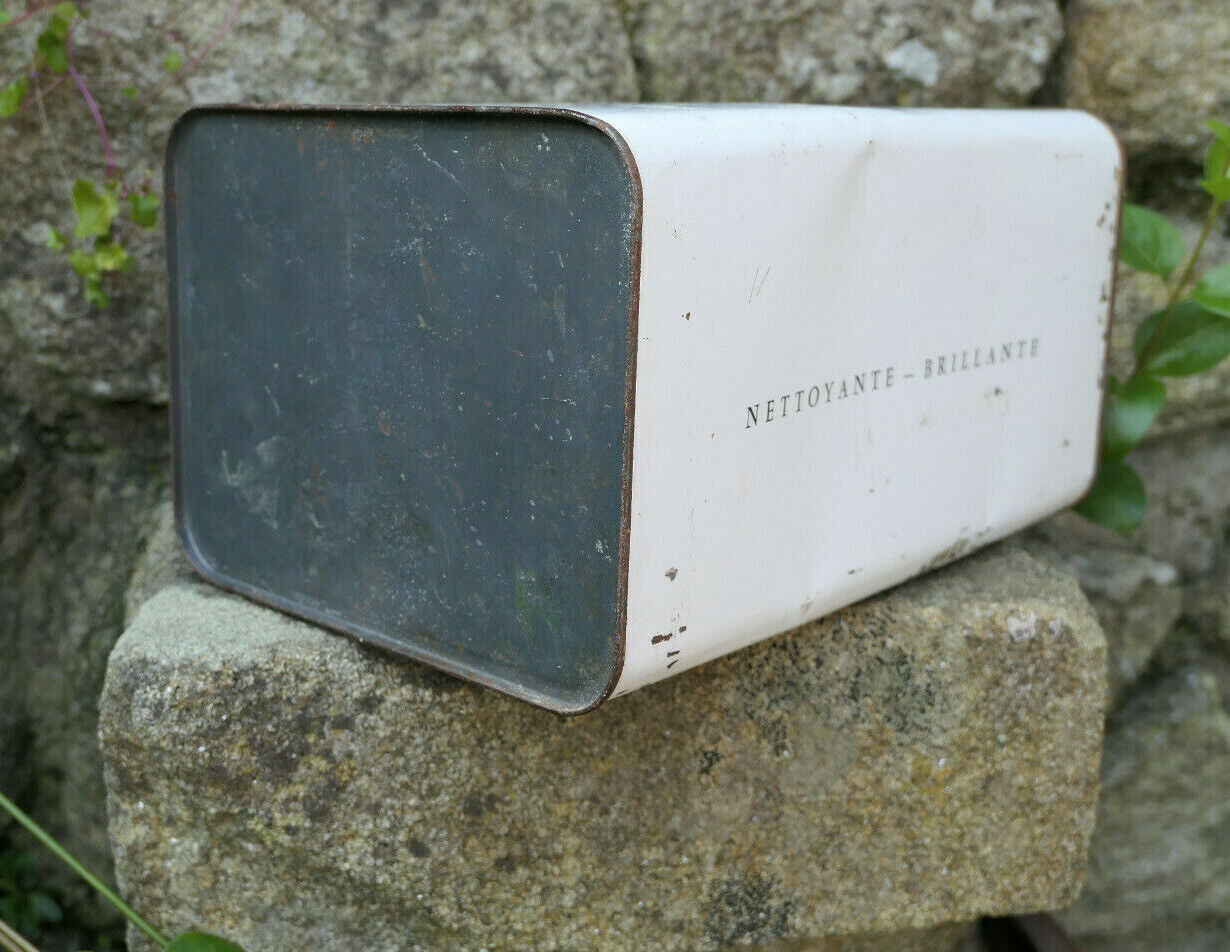 ANCIEN BIDON CIRE LAQUEE TOLE CIRCA 1960 DECO PUB VINTAGE